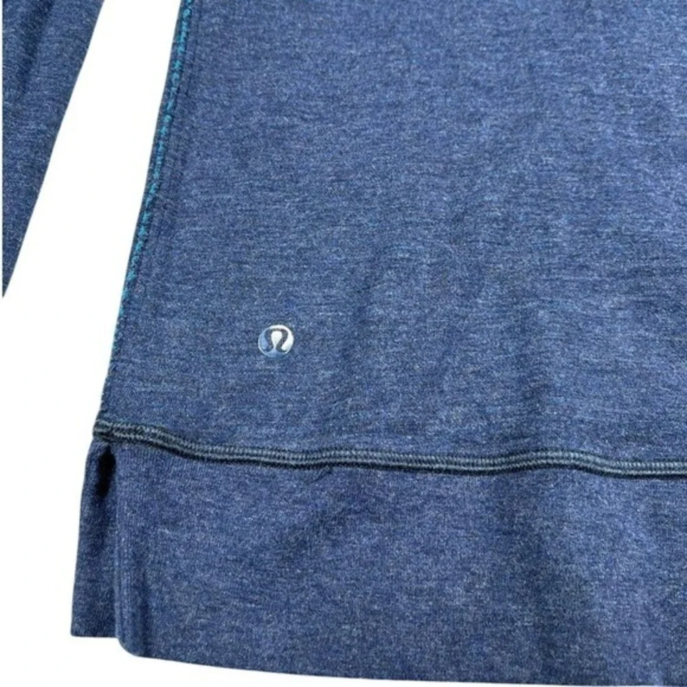 Lululemon‎ Reversible Striped Teal Black & Heathered Navy Long Sleeve Top 10 EUC